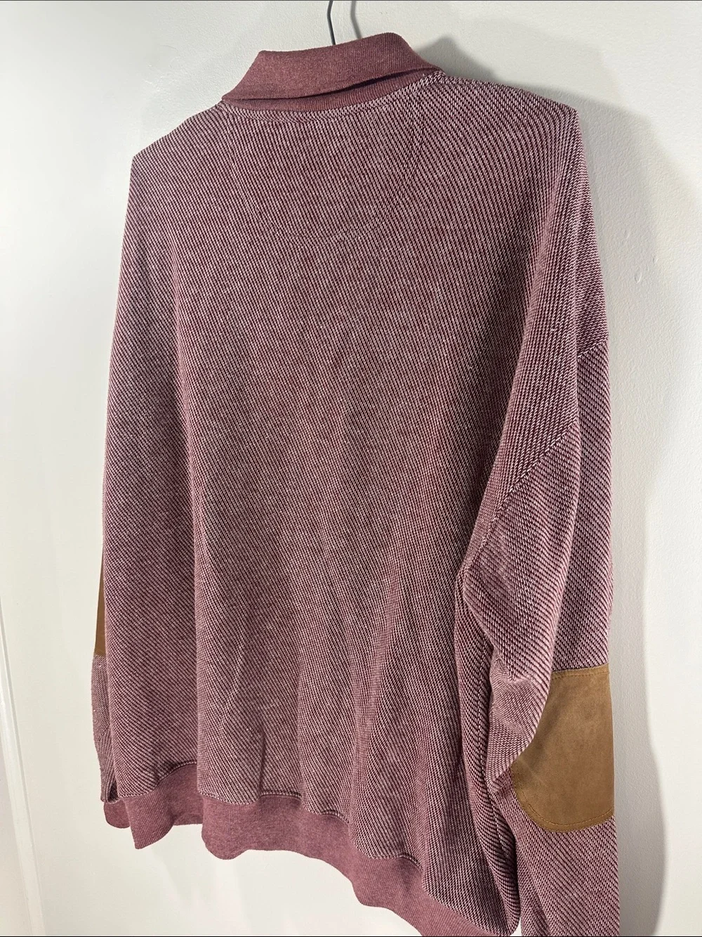 Orvis Heathered Mauve Polo Sweater with Elbow Patches Men's XL